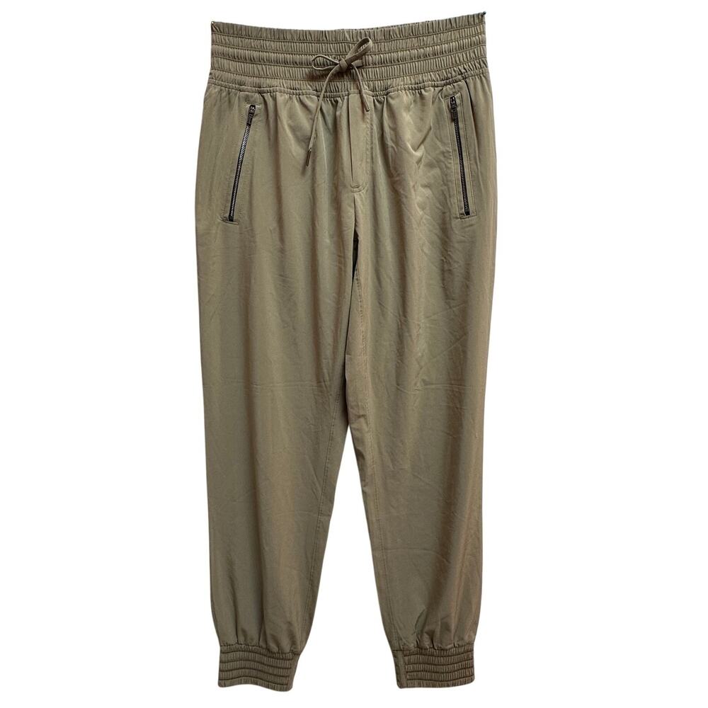 ATHLETA Camden Jogger Brownstone Tan Elastic Waist sz 6 pants pockets drawstring